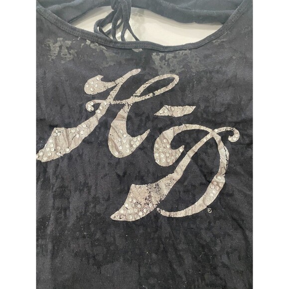 Harley Davidson HD Black Burnout Lace Look Back Cut Out Size XL Women's - Picture 1 of 9